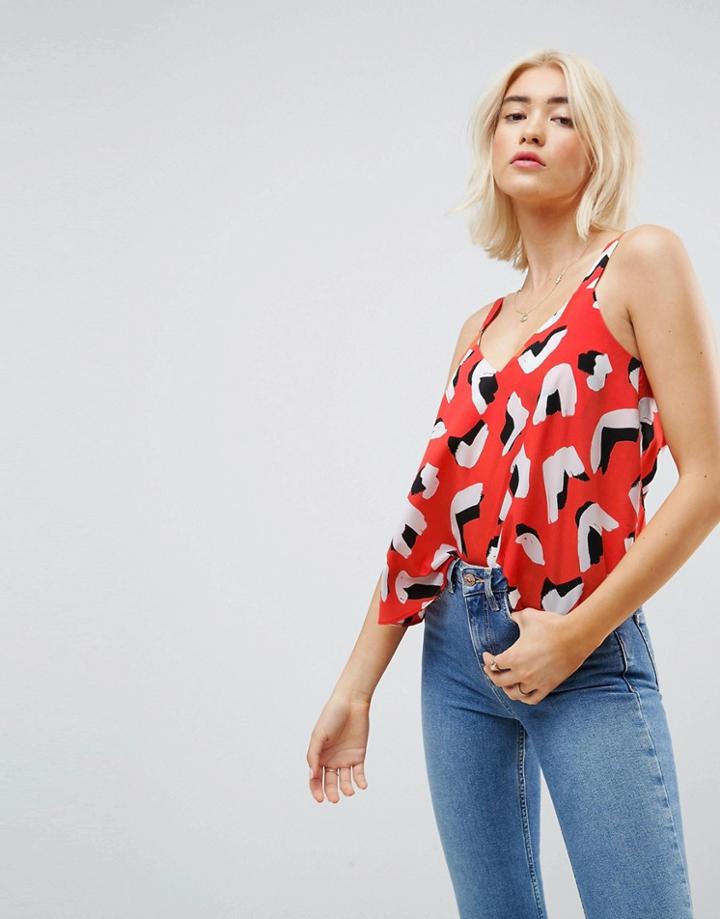 Asos Swing Cami In Abstract Animal - Multi