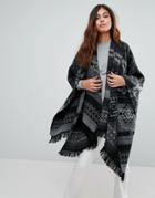 Vero Moda Patterned Shawl Jacket - Black