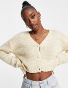 Na-kd Pearl Detail Cardigan In Beige-neutral