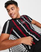 Hollister Script Logo Vertical Stripe T-shirt In Black