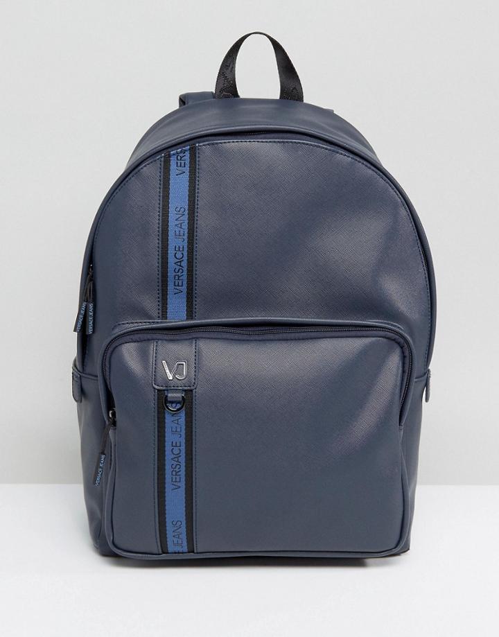 Versace Jeans Backpack In Navy With Logo Taping - Navy