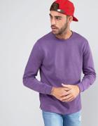 Asos Sweatshirt With Fixed Hem In Purple - Purple