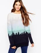 Asos Sweater With Ombre Holidays Trees - Multi
