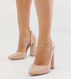 Asos Design Wide Fit Walter D'orsay High Heels In Almond-beige