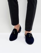 Kg By Kurt Geiger Velvet Tassel Loafers Navy - Blue