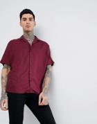 Asos Design Oversized Viscose Batwing Sleeve Shirt In Burgundy - Red