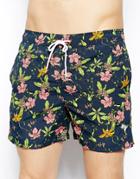 Bellfield Floral Print Swim Shorts - Black