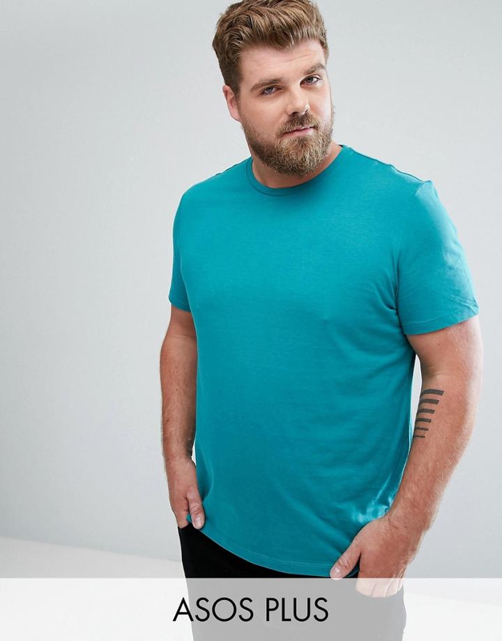 Asos Plus T-shirt With Crew Neck - Green