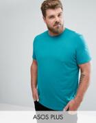 Asos Plus T-shirt With Crew Neck - Green