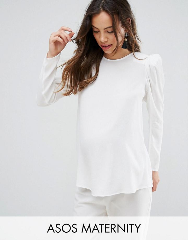 Asos Maternity Blouse With Exaggerated Sleeve - Purple