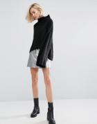 Dr Denim Cracked Look Metallic Mini Skirt - Silver