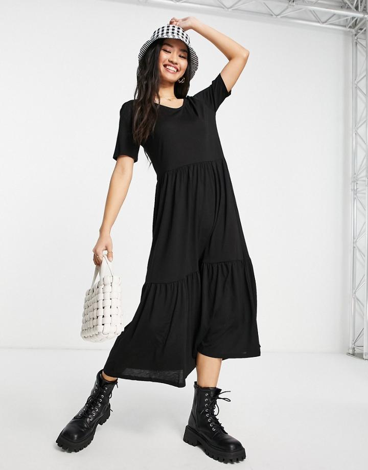 Jdy Jersey Smock Midi Dress In Black