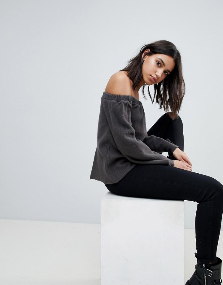 Nytt Alexa Off Shoulder Flared Sleeve Top - Gray