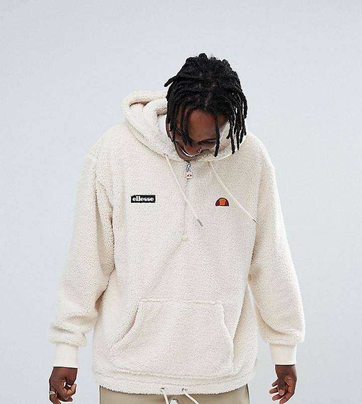 Ellesse Oversized Borg Hoodie In Stone - Stone
