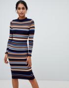 Oasis Knitted Midi Dress In Stripe - Multi