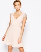 Elise Ryan Lace Mini Skater Dress - Nude Pink