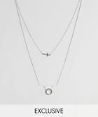 Icon Brand Antique Silver Chain Necklace & Circle Pendant In 2 Pack Exclusive To Asos - Silver
