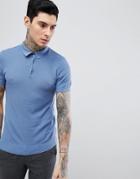 Process Black Short Sleeve Waffle Knit Polo - Blue