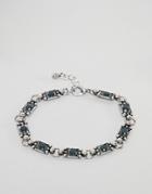 Asos Design Chain Bracelet With Stones In Burnished Silver - Silver