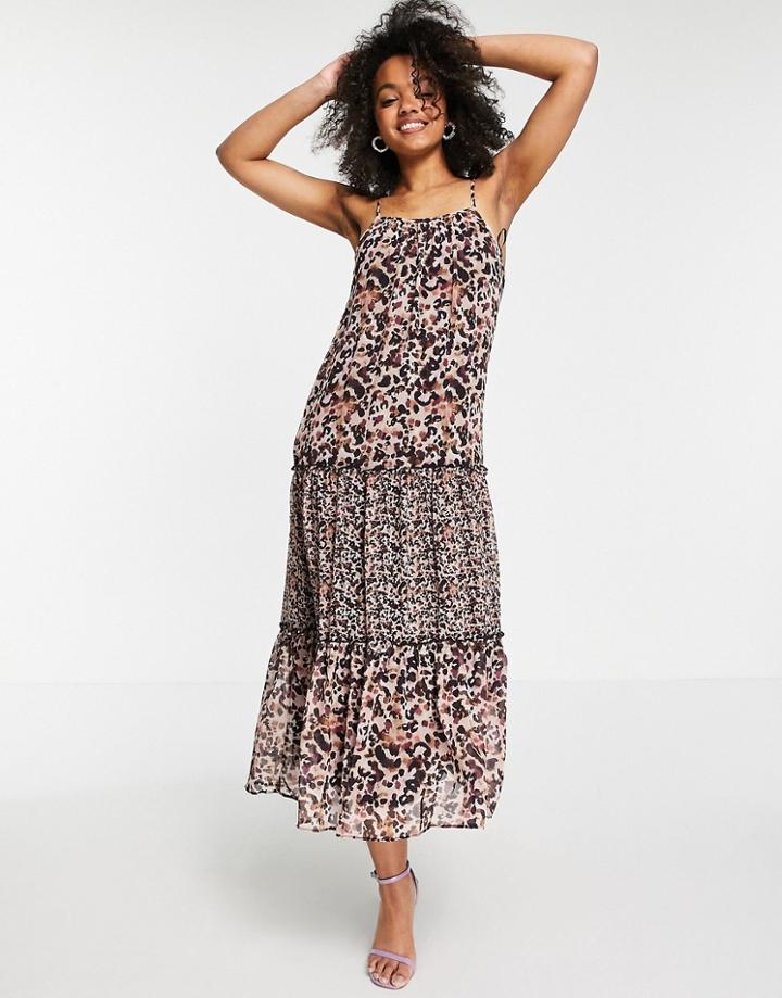 Lipsy Trapeze Midi Dress In Animal Print-multi