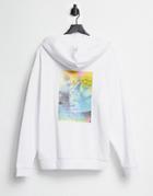 Asos Design Oversized Hoodie In White With Glossy Back Print
