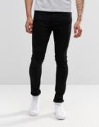 Pull & Bear Super Skinny Biker Jeans In Black - Black