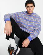 Asos Design Oversized Sweatshirt With All Over Stripes-multi