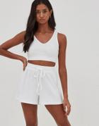 4th & Reckless Bay Terry Drawstring Shorts Set In White