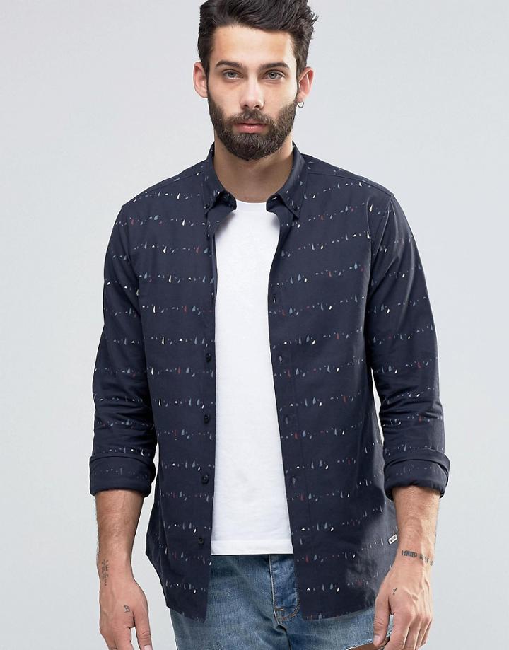 Only & Sons Printed Oxford Shirt - Blue