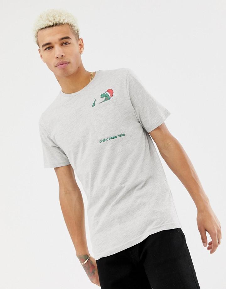 Only & Sons Christmas T-shirt With Pocket Graphic - Gray