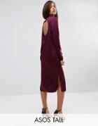 Asos Tall Midi Dress With Open Back - Red