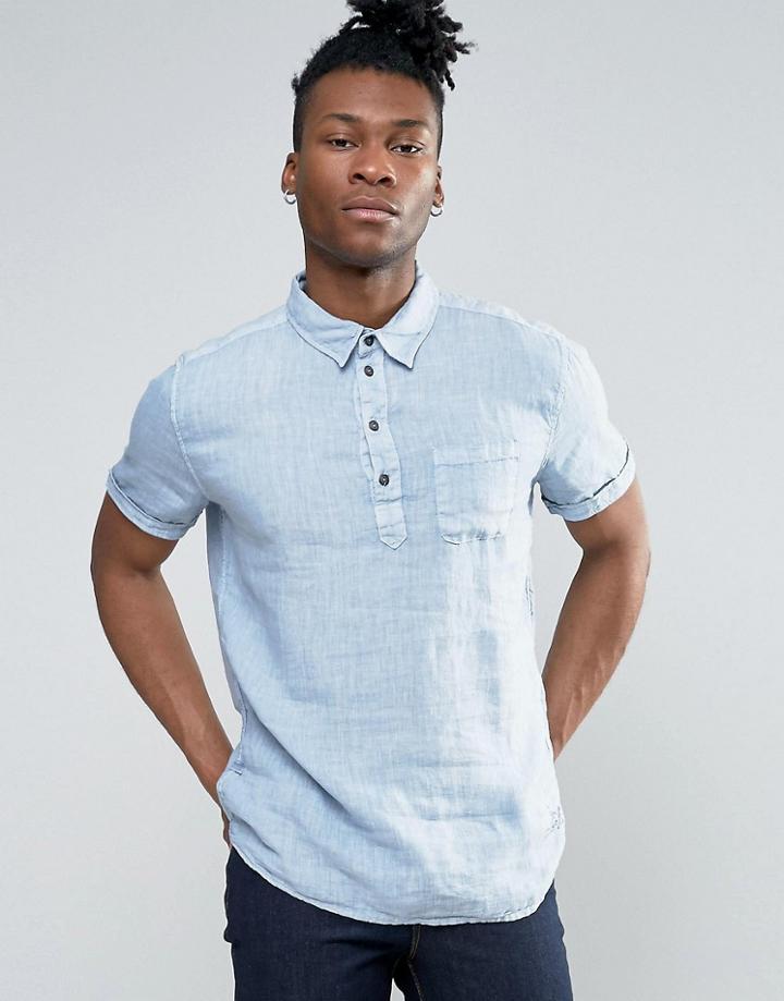 Pepe Jeans Half Placket Short Sleeve Shirt - Blue