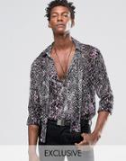 Reclaimed Vintage Party Shirt With Neck Scarf In Regular Fit - Black