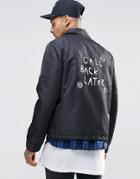 Asos Coach Jacket With Print In Black - Black
