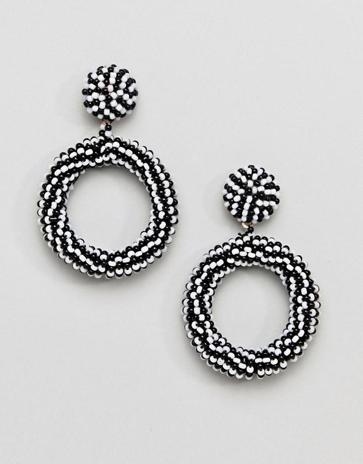 Pieces Beaded Drop Earrings - Black