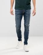 Nudie Pipe Led Super Skinny Jeans Iron Blue - Blue