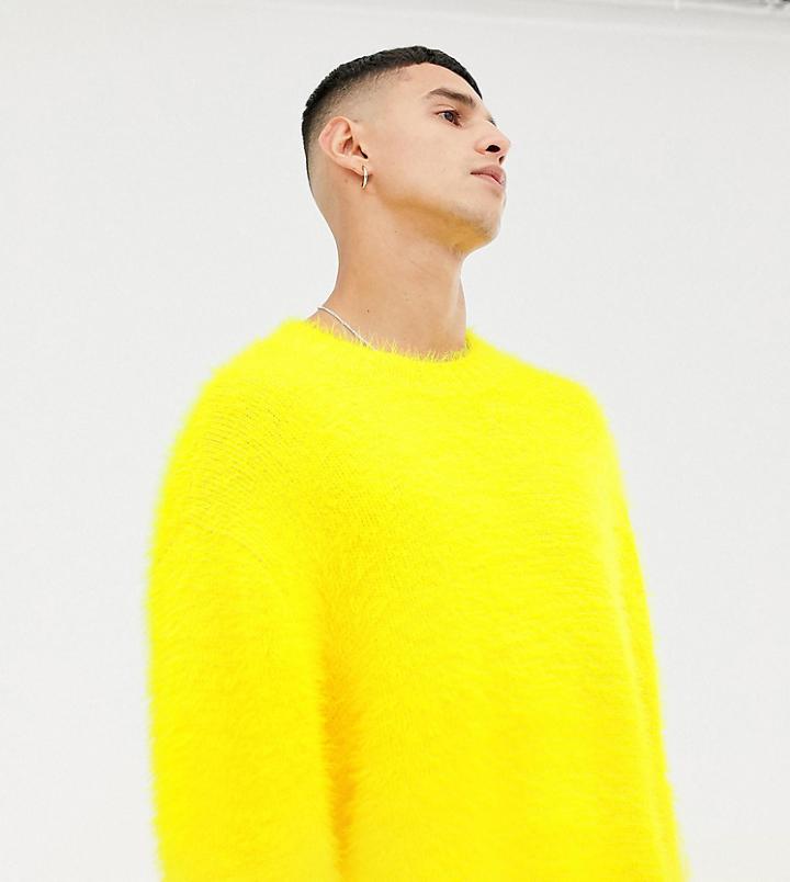 Noak Oversized Fluffy Textured Sweater In Yellow - Yellow