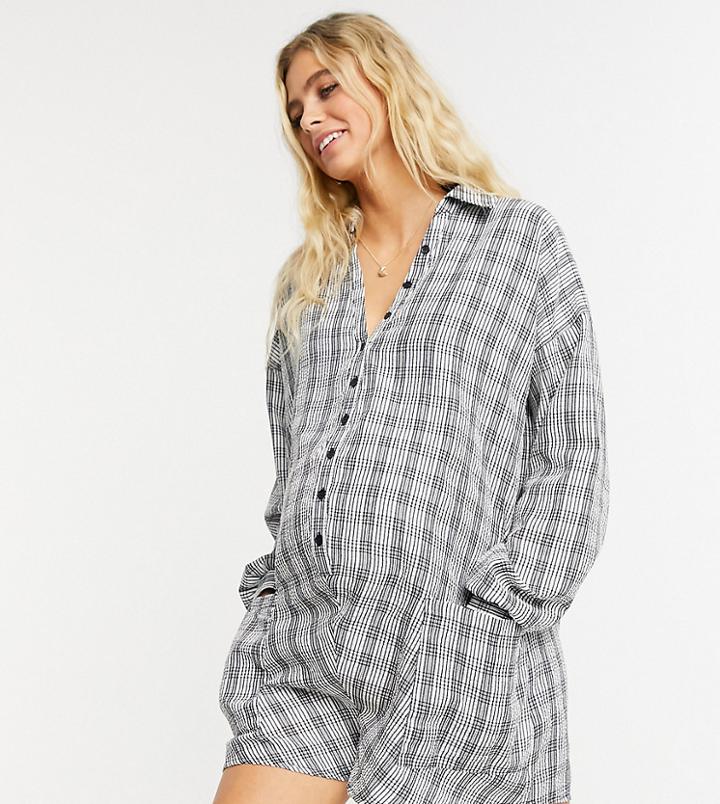Asos Design Maternity Oversized Romper In Gingham Check-multi