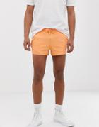 Asos Design Jersey Runner Shorts In Orange