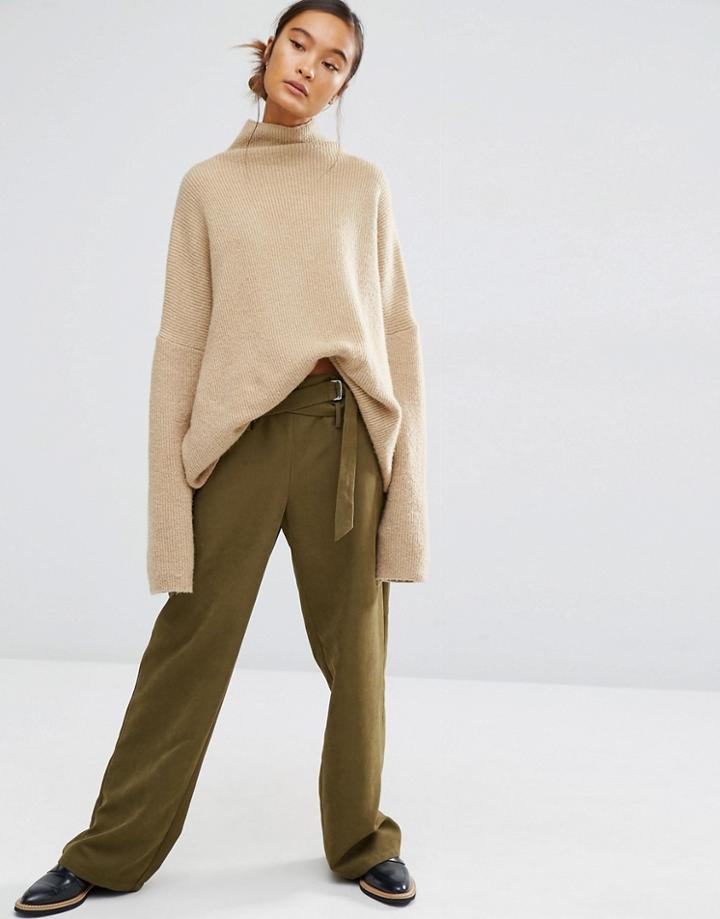 First & I Paperbag Waist Pant - Green