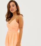 Miss Selfridge Petite Embroidered Romper In Peach-yellow