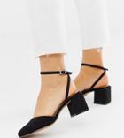 Asos Design Wide Fit Salvation Square Toe Block Heeled Mid Shoes In Black - Black