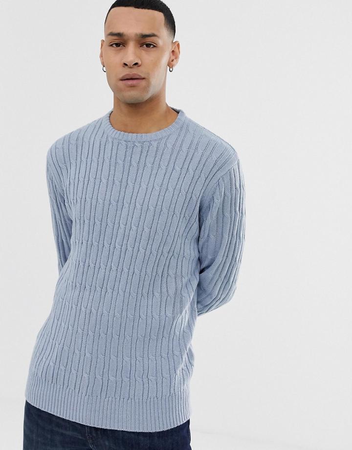 Brave Soul All Over Mini Cable Sweater - Blue