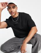 River Island Oversized City Seam T-shirt In Black