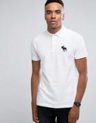 Abercrombie & Fitch Pique Polo Slim Fit Exploded Tonal Icon In White - White