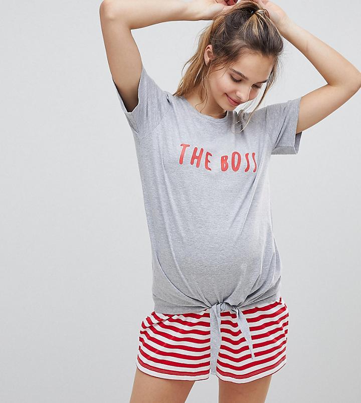 Asos Design Maternity The Boss Short And Tee Set - Multi