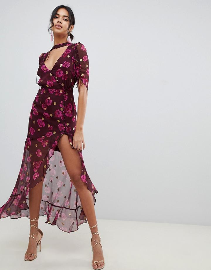 For Love & Lemons Stella Burnout Maxi Dress - Purple