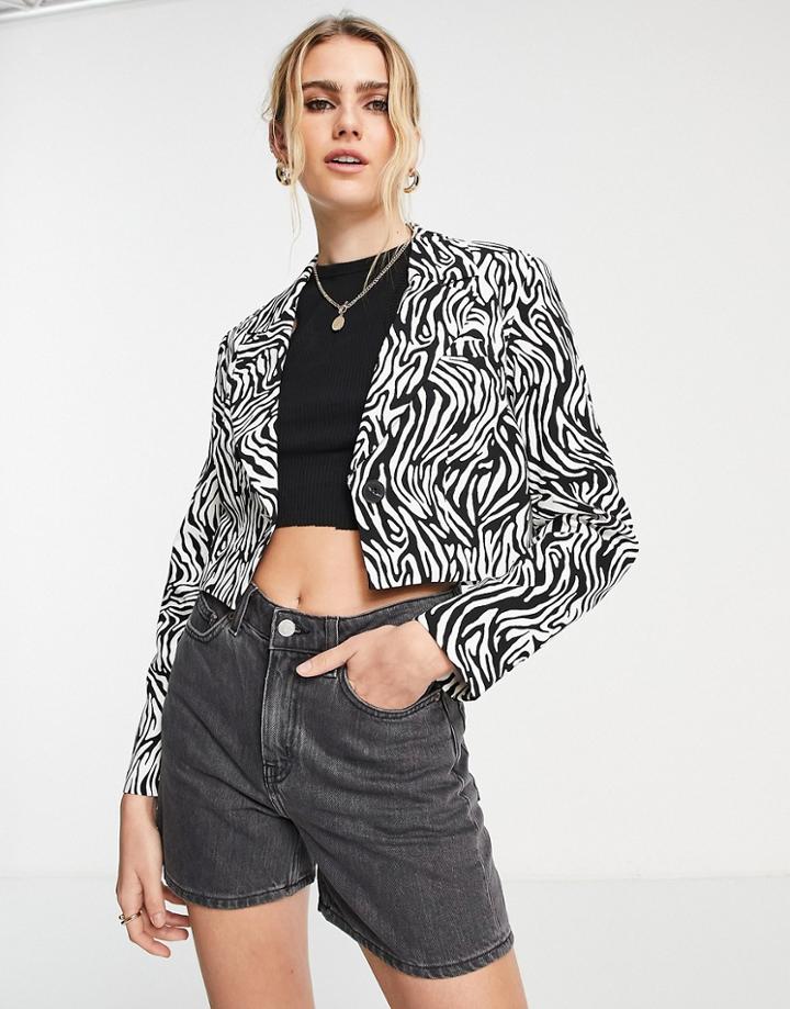 Topshop Tailored Blazer In Zebra Print - Part Of A Set-multi