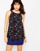 Brave Soul Floral Tank - Navy