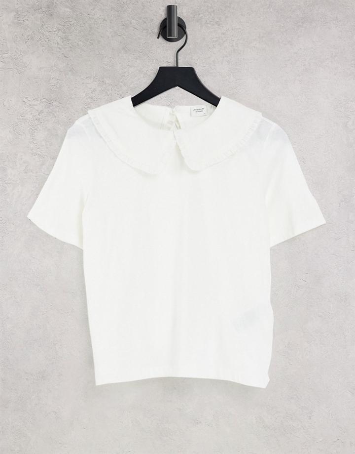 Jdy Organic Cotton Collar T-shirt In White